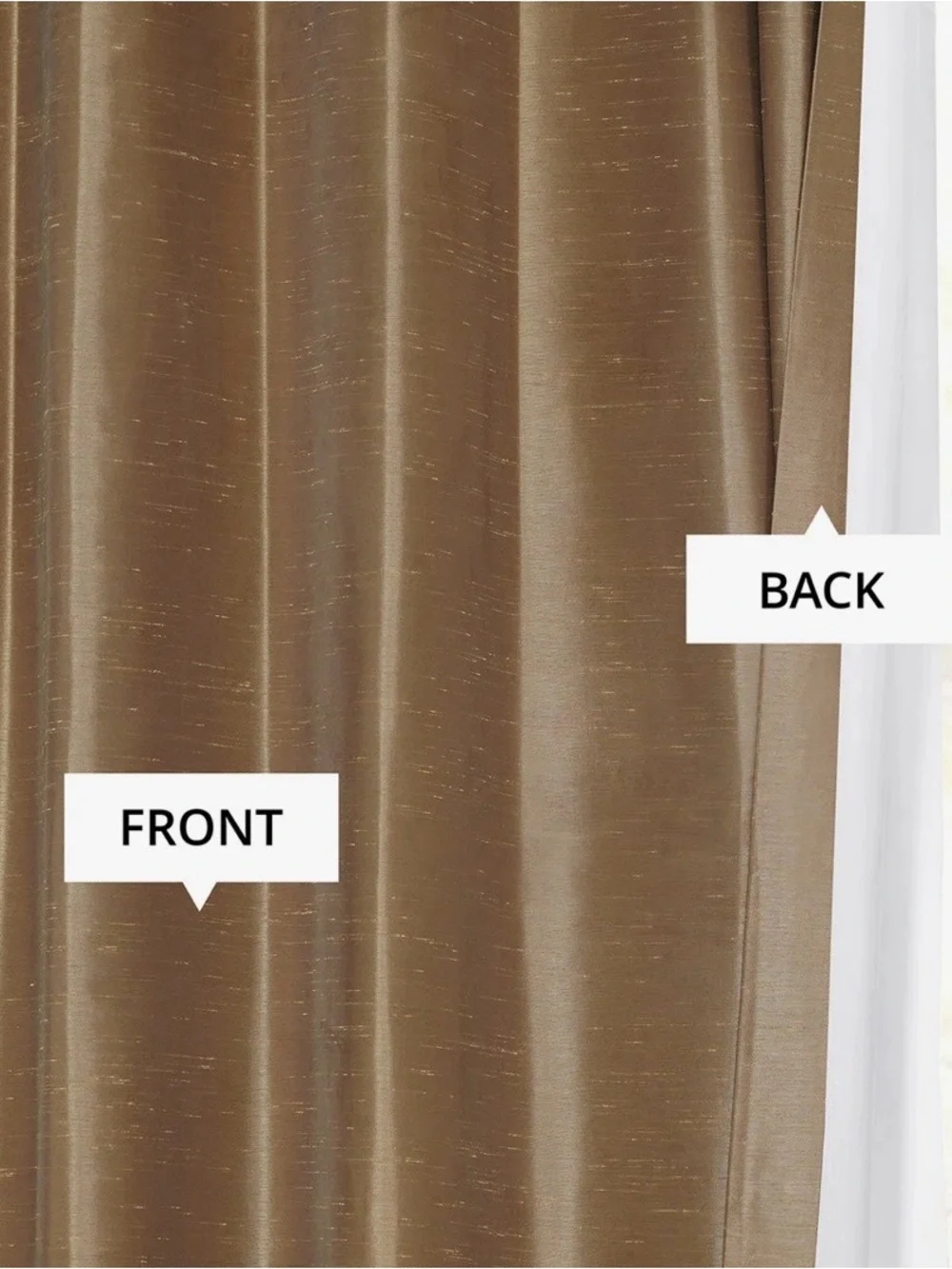 Elegant Beige Dupioni Silk Blackout Curtains  Top 72” wide 118” long